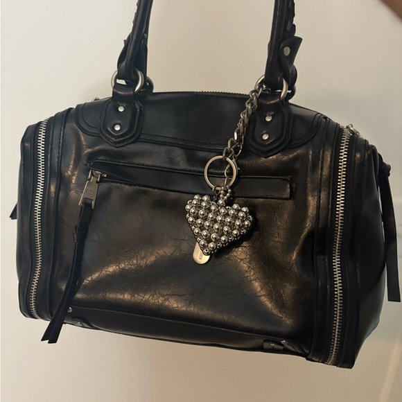Steve Madden Black Satchel with Heart Charm